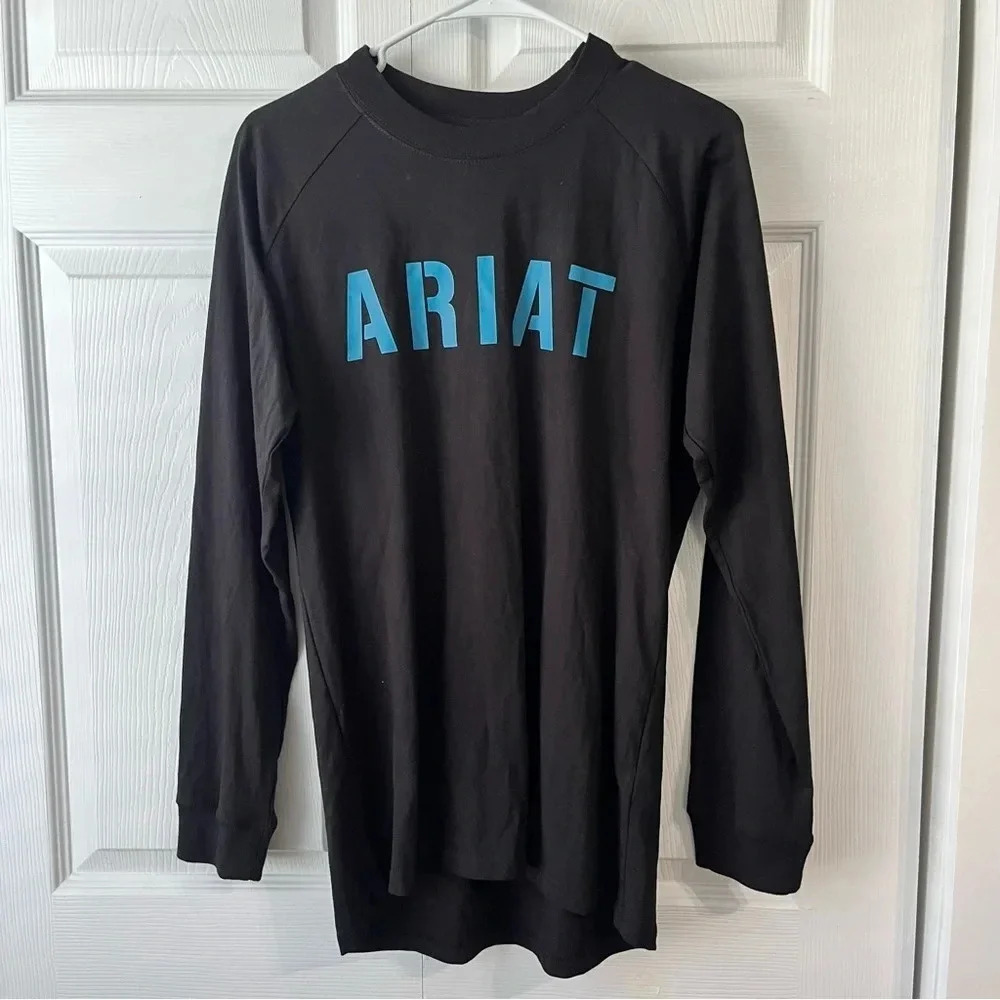Ariat Rebar T-Shirt Men S Black Strong Block Long Sleeve Graphic Print Spell Out